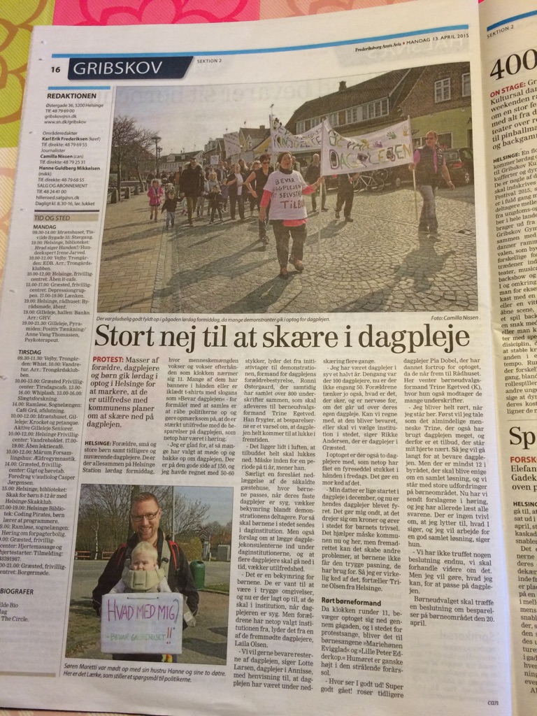 Protestoptog i Helsinge for dagplejen 